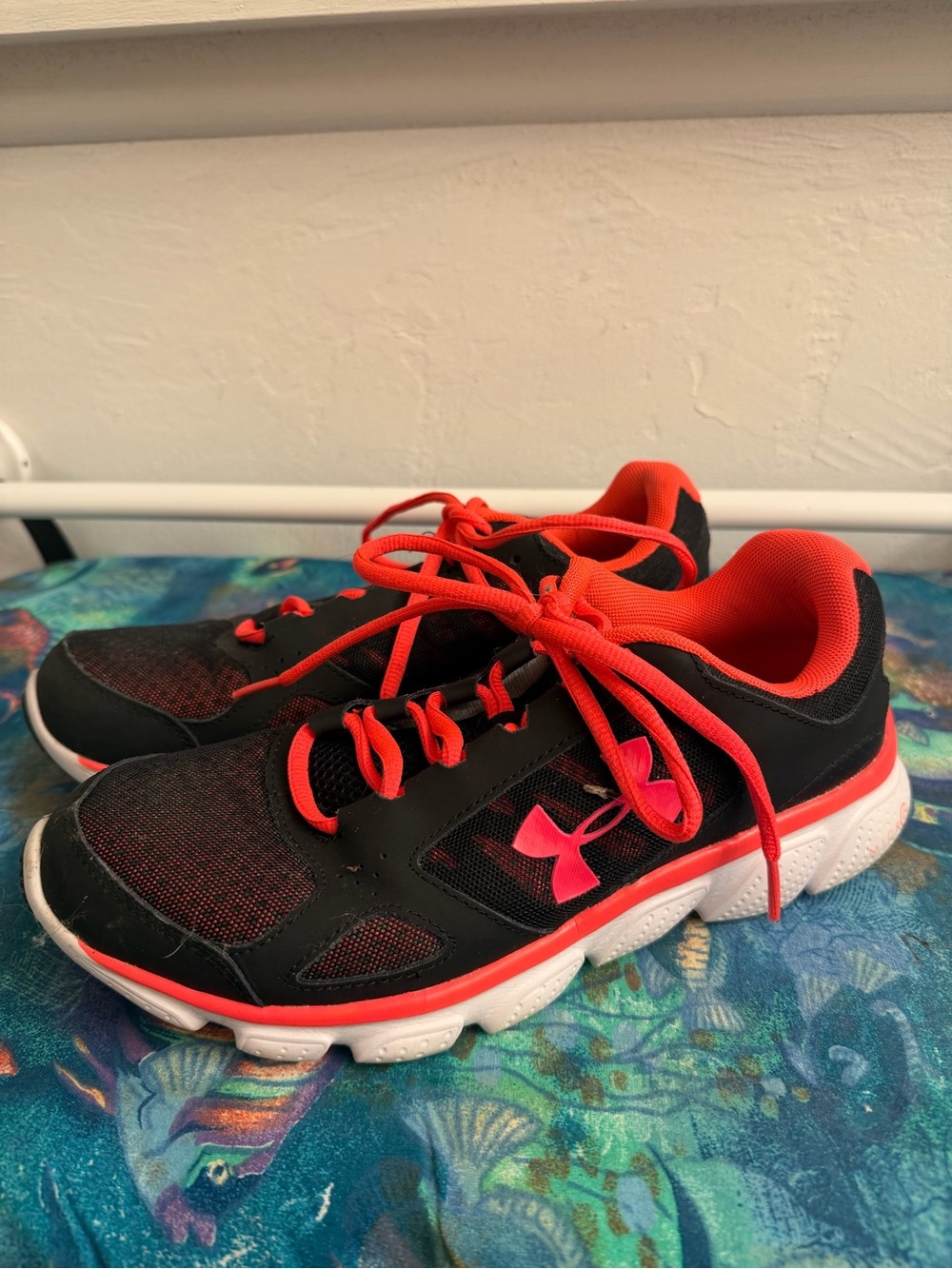 Under Armour Black and Neon Coral Training Sneakers - Picture 2 of 7